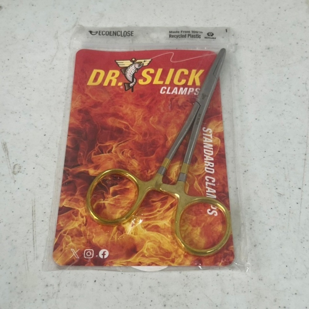 Dr. Slick 5-1/2 Inch Gold Loop Straight Standard Clamp Fishing Forceps C55G